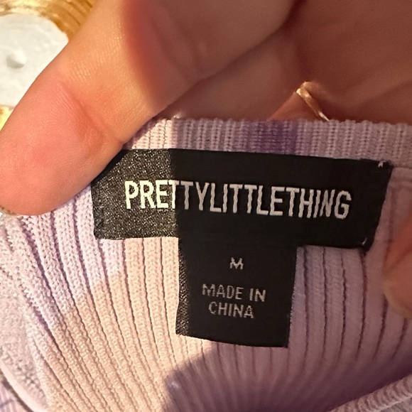 PrettyLittleThing Lavender Knit dress side tie - Picture 2 of 4